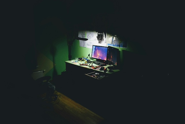 dark desk